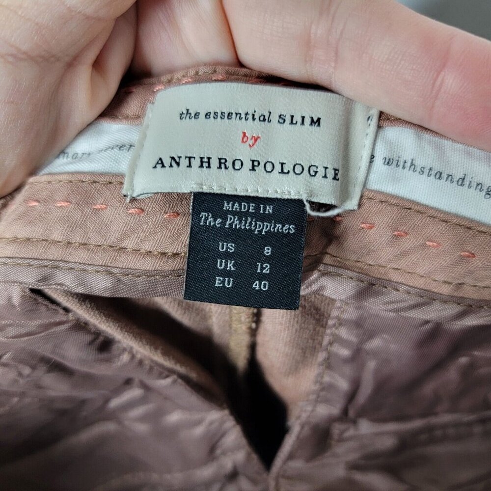 Anthropologie The Essential Slim Women's‎ Size 8 Pink / Brown Velvet Pants - Picture 5 of 6